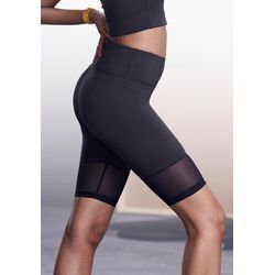 Radlerhose LASCANA ACTIVE Gr. S (36/38), N-Gr, schwarz, Damen, Obermaterial: 75% Polyester, 25% Elasthan. Netz: 90% 10% Elasthan, unifarben, Hosen, mit kleiner Raffung