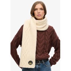 Strickschal SUPERDRY "CABLE LUXE KNIT SCARF", Damen, beige (oatmeal weiß), Strick, Materialmix, unifarben, casual, Modetücher