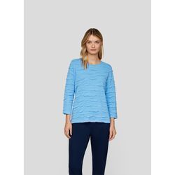 3/4-Arm-Shirt RABE Gr. 42, blau (ozean), Damen, Web, Obermaterial: 68% Viskose, 28% Polyester, 4% Elasthan, unifarben, Shirts, mit Wellenstruktur