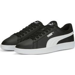 Sneaker PUMA "SMASH 3.0 L", Gr. 37, schwarz-weiß (puma schwarz, puma weiß), Leder, Synthetik, unifarben, sportlich, Schuhe