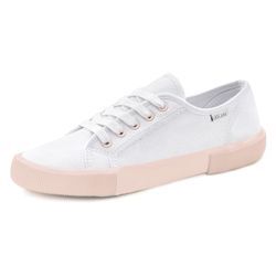 Sneaker LASCANA, Damen, Gr. 35, rosa (weiß, rosa), Obermaterial: 100% Textilmaterial. Futter: 100% Textilmaterial. Decksohle: 100% Textilmaterial. Laufsohle: 100% Synthetik, mehrfarbig, casual, Schuhe, Halbschuh,Schnürhalbschuh,Freizeitschuh, farblich abgesetzte Sohle