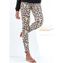 Schlafhose LASCANA, Damen, Gr. 32/34, N-Gr, schwarz (ecru, nougat, schwarz), Single Jersey, Obermaterial: 92% Baumwolle, 8% Elasthan, animal-print, unifarben, casual, figurbetont knöchellang, Hosen, in weicher Stretch-Qualität