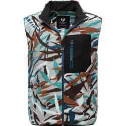 Fleeceweste RAGWEAR "Collsy Vest" Gr. L (52), blau, Herren, 100% Polyester, Westen, Gemusterte Herren Fleecejacke mit hohem Kragen