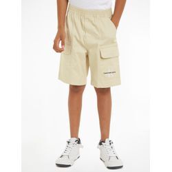 Shorts CALVIN KLEIN JEANS "SATEEN CARGO SHORTS" Gr. 6 (116), N-Gr, grün (grün haze) Jungen Hosen Kinder bis 16 Jahre