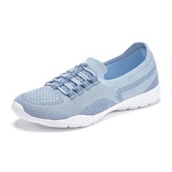 Sneaker LASCANA Gr. 35, blau (hellblau), Damen, Obermaterial: 100% Textilmaterial. Futter: 100% Textilmaterial. Decksohle: 100% Textilmaterial. Laufsohle: 100% Synthetik, unifarben, Schuhe Slipper Slip-on-Sneaker Socksneaker, Slipper, Halbschuh, zum Reinschlüpfen, leichtes Meshmaterial VEGAN