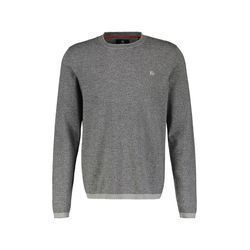 Strickpullover LERROS "LERROS Gestreifter Strick-Longsleeve" Gr. M, grau (platinum grau m), Herren, 100% Baumwolle, Pullover