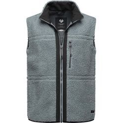 Plüschweste RAGWEAR "Noory Vest", Herren, Gr. L (52), grau, Plüsch, Obermaterial: 100% Polyester, Innenfutter: 100% Polyester, sportlich, gerade hüftlang, hoch geschlossener Ausschnitt, Westen, Herren Basic ärmellose Teddy-Fleece Jacke