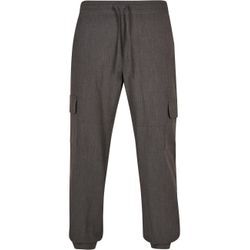 Jogginghose URBAN CLASSICS "Urban Classics Herren Comfort Military Pants" Gr. L, US-Größen, grau (charcoal), Herren, 62% Viskose, 34% Polyester, 4% Elasthan, unifarben, Hosen