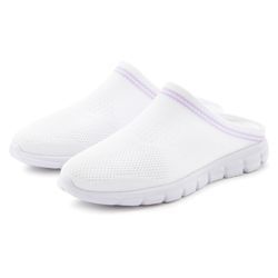 Sabot LASCANA Gr. 35, weiß (weiß, flieder) Damen Schuhe Sneaker, Slip-In-Sneaker, Freizeitschuh, Halbschuh