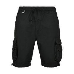 Stoffhose URBAN CLASSICS "Urban Classics Herren Double Pocket Cargo Shorts", Herren, Gr. L, US-Größen, schwarz, 100% Baumwolle, unifarben, normal, Hosen