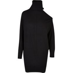 Shirtkleid URBAN CLASSICS "Urban Classics Damen Ladies One Shoulder Knit Dress", Damen, Gr. XS, US-Größen, schwarz, 70% Viskose, 30% Nylon & Polyamid, unifarben, klassisch, oversize, Rundhals, Langarm, Kleider