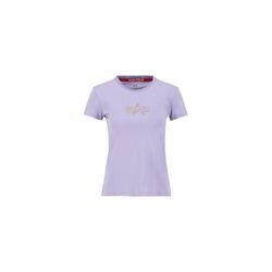 T-Shirt ALPHA INDUSTRIES "Alpha Industries Women - T-Shirts Crystal T Wmn" Gr. M, lila (pale violet) Damen Shirts