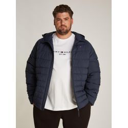 Steppjacke TOMMY HILFIGER BIG & TALL "BT-MIX QUILT HOODED JACKET-B" Gr. 4XL, blau (desert sky), Herren, Web, Obermaterial: 100% Polyamid, unifarben, Jacken, in Großen Größen, Logostickerei