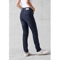 Slim-fit-Jeans CECIL, Damen, Gr. 29, Länge 28, blau (blau schwarz used wash), Jeans, 67% Baumwolle, 31% Polyester, 2% Elasthan, unifarben, casual, lang, Jeans, High Waist