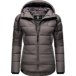 Steppjacke NAVAHOO "Renesmee", Damen, Gr. M (38), grau (dunkelgrau), Oberstoff: 100% Polyester, Futter: 100% Polyester, Wattierung: 100% Polyester, Ärmelfutter: 100% Polyester, casual, figurbetont hüftlang, hoch geschlossener Ausschnitt, Langarm verstellbar Rippstrickbündchen kontrastfarben, Jacken, warm gesteppte Winterjacke mit Kapuze