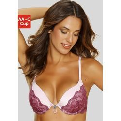 Push-up-BH LASCANA, Damen, Gr. 70, Cup C, lila (lila, mauve), Microtouch, Spitze, Obermaterial: 87% Polyamid, 13% Elasthan, sexy, BHs BH Hochzeitsdessous Hochzeitswäsche Push-up-BH Spitzenwäsche Bügel-BH Schalen-BH Spitzen-BH Dirndl-BH, mit verstellbarer vorderer Mitte, Dessous