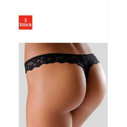 String PETITE FLEUR, Damen, Gr. 32/34, schwarz (3xschwarz), Spitze, Microtouch, Obermaterial: 64% Polyester, 25% Polyamid, 11% Elasthan, Unterhosen, hinten komplett aus zarter Jacquardspitze