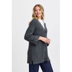 Strickjacke FRANSA "Fransa FRBEVERLY CAR 3" Gr. L, schwarz (charcoal melange) Damen Strickjacken