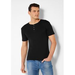 T-Shirt H.I.S Gr. XL, schwarz Herren Shirts mit aufwendiger Knopfleiste, perfekt als Unterziehshirt