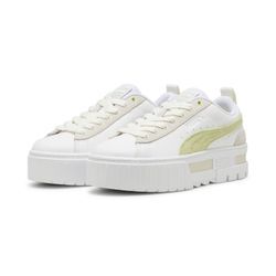 Sneaker PUMA "MAYZE MIX WNS", Gr. 39, weiß (puma weiß, cool cucumber), Leder, unifarben, sportlich, Schuhe