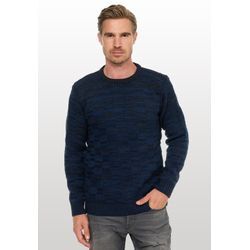 Strickpullover RUSTY NEAL, Herren, Gr. L, blau, 70% Polyacryl, 30% Baumwolle, unifarben, casual, normal, Rundhals, Langarm, Pullover, mit dezenter Musterung und Strick-Design