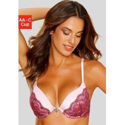 Push-up-BH LASCANA Gr. 70, Cup A, lila (lila, mauve) Damen BHs BH Hochzeitsdessous Hochzeitswäsche Push-up-BH Spitzenwäsche Bügel-BH Schalen-BH Spitzen-BH Dirndl-BH mit verstellbarer vorderer Mitte, Dessous