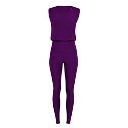 Jumpsuit WINSHAPE "JS102LSC" Gr. L, Normalgrößen, lila (schwarz plum), Damen, 85% Polyester, 15% Elasthan, Overalls, Functional Comfort