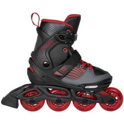 Inlineskates PLAYLIFE "Dark Breeze" Gr. 28, rot (grau, rot, schwarz), Inlineskates_Rollschuhe_Schlittschuhe, Kinder, 28/31,5, Kunstfaser, Lederimitat