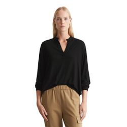 Blusenshirt MARC O'POLO "aus LENZING™ ECOVERO™", Damen, Gr. M, schwarz, Obermaterial: 94% Viskose, 6% Elasthan, unifarben, casual, relaxed fit, Langarm Bündchen, Shirts