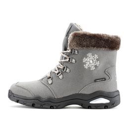 Winterstiefelette LASCANA, Damen, Gr. 36, grau (anthrazit), Obermaterial: 100% Synthetik. Futter: 100% Polyester. Decksohle: 100% Polyester. Laufsohle: 100% Synthetik, gemustert, casual, Schuhe Winterboots Schnürboots, Stiefelette,Stiefel,Winterstiefel wind-& wasserabweisender Tex-Membran