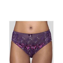 Slip NUANCE Gr. 48/50, lila (aubergine) Damen Unterhosen mit Blüten-Stickereien