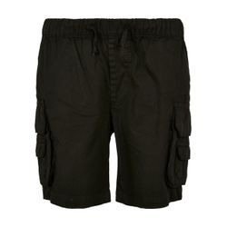 Cargohose URBAN CLASSICS "Urban Classics Herren Boys Double Pocket Cargo Shorts", Jungen, Gr. 110/116, Normalgrößen, schwarz, 100% Baumwolle, unifarben, loose fit, Hosen