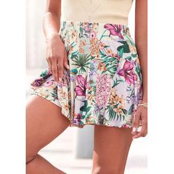 Hosenrock LASCANA, Damen, Gr. 34, bunt (bunt, bedruckt), Jersey, Obermaterial: 95% Viskose, 5% Elasthan, bedruckt, modisch, figurumspielend kurz, Röcke Skort, mit Alloverdruck, Skort, Rock inklusive Hose, sommerlich