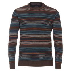 Strickpullover CASAMODA "CASAMODA Pullover gestreift" Gr. L, braun (kastanienbraun) Herren Pullover