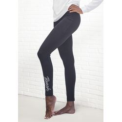 Leggings BENCH. LOUNGEWEAR Gr. 48/50, N-Gr, schwarz, Damen, Single Jersey, Obermaterial: 95% Baumwolle, 5% Elasthan, unifarben, Hosen, mit glänzender Logostickerei, Topseller