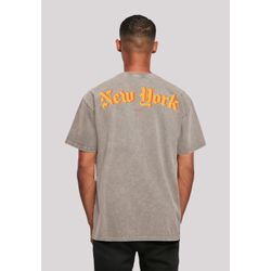 T-Shirt F4NT4STIC "New York", Herren, Gr. L, grau (asphalt), Obermaterial: 100% Baumwolle, casual, oversize, Rundhals, Kurzarm ohne Bündchen, Shirts, Print