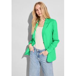 Longblazer STREET ONE Gr. 36, grün (soft grass grün), Damen, 100% Leinen, unifarben, Blazer, in Unifarbe