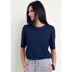 T-Shirt SEIDEL MODEN Gr. 54, blau (navy) Damen Shirts mit Rundhalsausschnitt, MADE IN GERMANY