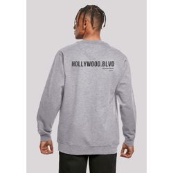 Kapuzenpullover F4NT4STIC "Hollywood blvd CREW" Gr. L, grau (erdgrau), Herren, Obermaterial: 50% Baumwolle, 50% Polyester, Pullover, Print