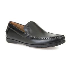 Mokassin GEOX "U SIRON A" Gr. 40, schwarz, Herren, Leder, Schuhe Mokassin Slipper, Loafer, Pennyloafer, Slipper Geox Slipper in eleganter Optik