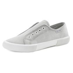 Sneaker LASCANA Gr. 35, grau (hellgrau), Damen, Obermaterial: 100% Textilmaterial. Futter: 100% Textilmaterial. Decksohle: 100% Textilmaterial. Laufsohle: 100% Synthetik, unifarben, Schuhe Damenschuh Skaterschuh Slip-on-Sneaker Sneaker low Sommerschuh, Slipper, Halbschuh, Slip-On-Sneaker bequem zum Reinschlüpfen