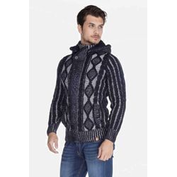 Strickjacke CIPO & BAXX "Jacke", Herren, Gr. M, blau (dunkelblau), 40% Baumwolle;40% Polyacryl;20% Wolle, kariert, Basic, regular fit, Langarm, Strickjacken, in Regular-Fit, CP161