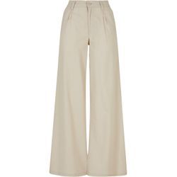 Stoffhose URBAN CLASSICS "Urban Classics Damen Ladies High Linen Mixed Wide Leg Pants" Gr. 27, Normalgrößen, beige (softseagrass) Damen Hosen