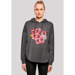 Kapuzenpullover F4NT4STIC "Weihnachten Retro Song Tapes Pink" Gr. M, grau (charcoal) Damen Pullover Premium Qualität, Weihnachts-Kollection