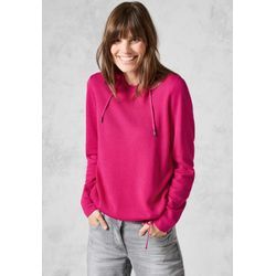 Kapuzenpullover CECIL, Damen, Gr. L (42), pink (jewel pink), Web, 60% Baumwolle, 40% Viskose, unifarben, casual, normal normal, ohne Ausschnitt, Langarm Bündchen, Pullover, mit Kapuze