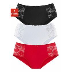 Hüftslip PETITE FLEUR Gr. 36/38, rot (rot, schwarz, weiß) Damen, Obermaterial: 93% Baumwolle, 7% Elasthan. Spitze: 95% Polyamid, 5% Elasthan, Unterhosen aus elastischer Baumwoll-Qualität