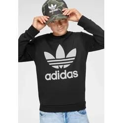 Sweatshirt ADIDAS ORIGINALS "TREFOIL CREW" Gr. 128, schwarz-weiß (schwarz, weiß), Kinder, Obermaterial: 70% Baumwolle, 30% Polyester, Sweatshirts, Unisex