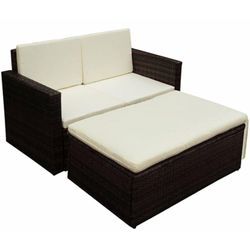 Vidaxl - 2-tlg. Garten-Lounge-Set mit Auflagen Poly Rattan Braun