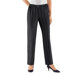 Schlupfhose CLASSIC BASICS, Damen, Gr. 38, Normalgrößen, schwarz (schwarz, schwarz, gestreift), 98% Polyester, 2% Viskose, unifarben, gemustert, gestreift, kariert, mehrfarbig, lang, Hosen