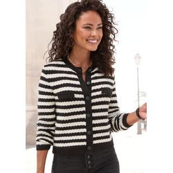 LASCANA Strickjacke mehrfarbig Gr. 32/34 für Damen. Mit Rundhals. Figurbetont